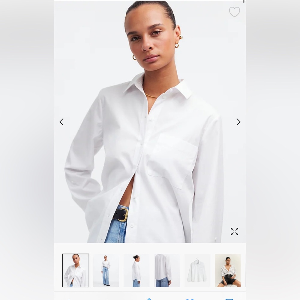 Madewell relaxed button down poplin shirt in xxs